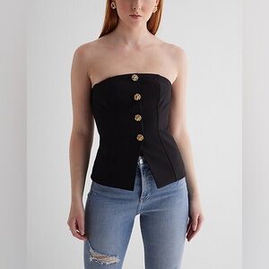 Express Strapless Novelty Button Split Hem Corset Tube Top size 2 EUC